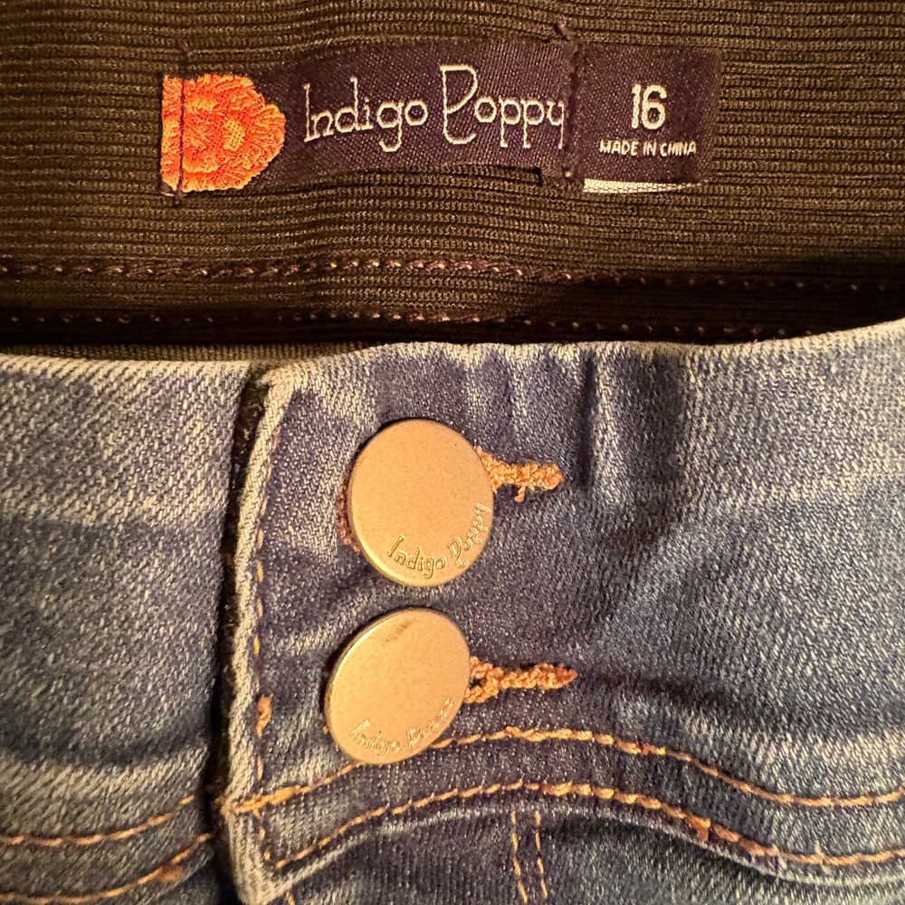 Indigo Poppy Distressed - Size 16 - Fun, Stretchy, Comfortable - Picture 2 of 13